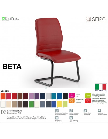 BETA B0087 Poltrona a slitta telaio nero Slitta senza braccioli SEIPO Ecopelle D2