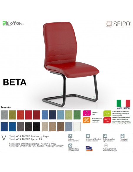 BETA B0087 Poltrona operativa a slitta telaio nero Slitta senza braccioli SEIPO TESSUTO V
