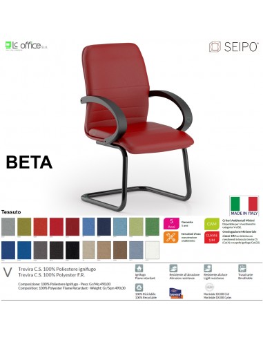 BETA B0089 Poltrona operativa a slitta telaio nero Slitta con braccioli SEIPO TESSUTO V