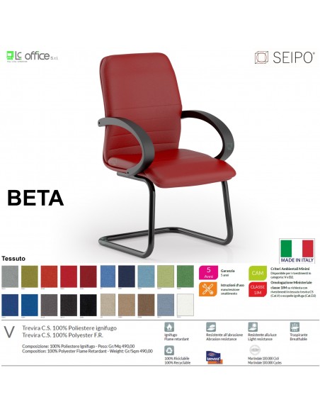 BETA B0089 Poltrona operativa a slitta telaio nero Slitta con braccioli SEIPO TESSUTO V