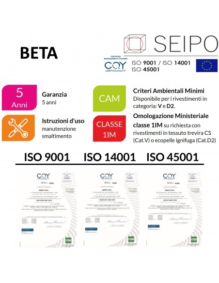 CERTIFICAZIONI BETA B0087 SEIPO