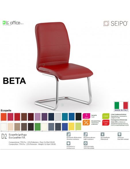 BETA B0088 Poltrona a slitta telaio CROMATO Slitta senza braccioli SEIPO Ecopelle D2