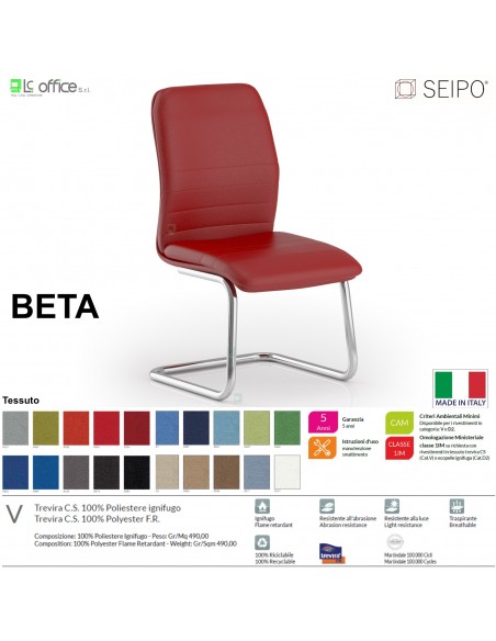 BETA B0088 Poltrona operativa a slitta telaio CROMATO Slitta senza braccioli SEIPO TESSUTO V