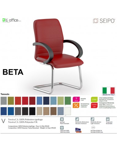 BETA B0090 Poltrona operativa a slitta telaio CROMATO Slitta con braccioli SEIPO TESSUTO V