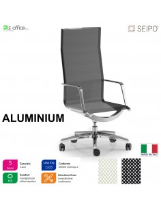 ALUMINIUM AL0001 Poltrona direzionale rivestimento in rete braccioli fissi movimento ‘AC’ Seipo