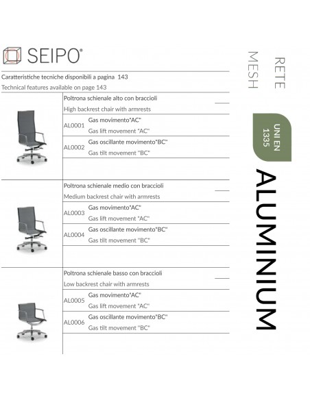 MODELLI Aluminium schienale rete alto SEIPO