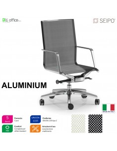 ALUMINIUM AL0004 Poltrona semi direzionale rivestimento in rete braccioli fissi movimento ‘BC’ Seipo
