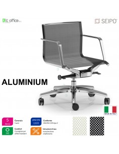 ALUMINIUM AL0006 Poltrona operativa rivestimento in rete braccioli fissi movimento ‘AC’ Seipo