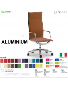 ALUMINIUM AL0031 Poltrona schienale alto braccioli movimento 'AC' Seipo ECOPELLE D2 CLASS 1IM