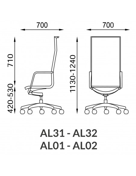 MISURE POLTRONA ALUMINIUM AL0032 Poltrona