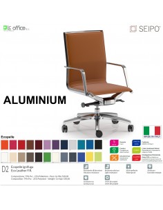 ALUMINIUM AL0034 Poltrona schienale medio braccioli movimento oscilante 'BC' Seipo ECOPELLE D2 CLASS 1IM