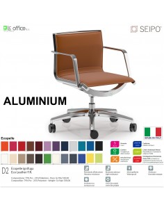 ALUMINIUM AL0035 Poltrona schienale basso braccioli movimento 'AC' Seipo ECOPELLE D2 CLASS 1IM