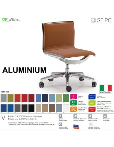 ALUMINIUM AL0039 Poltrona schienale basso movimento 'AC' Seipo tessuto V CLASS 1IM