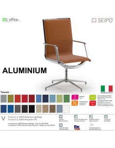 ALUMINIUM AL0039 Poltrone visitatore con braccioli girevole su base 4 razze schienale media Seipo tessuto V CLASS 1IM