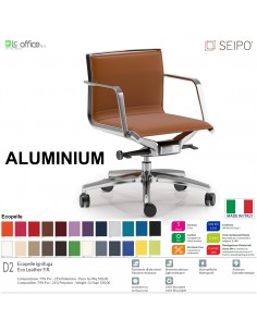 ALUMINIUM AL0036 Poltrona schienale basso braccioli movimento oscilante 'BC' Seipo ECOPELLE D2 CLASS 1IM