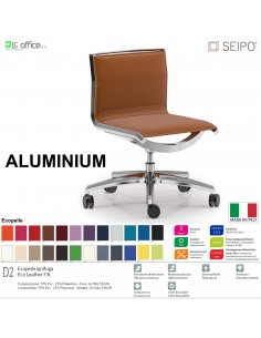 ALUMINIUM AL0039 Poltrona schienale basso movimento 'AC' Seipo ECOPELLE D2 CLASS 1IM