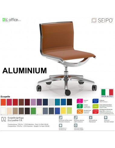 ALUMINIUM AL0039 Poltrona schienale basso movimento 'AC' Seipo ECOPELLE D2 CLASS 1IM