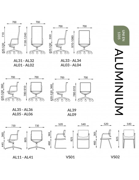 MISURE PER MODELI ALUMINIUM SEIPO