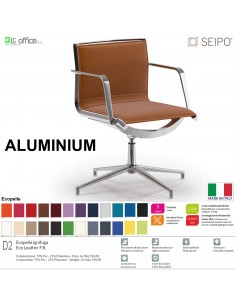 ALUMINIUM AL0041 Poltrone visitatore con braccioli girevole su base 4 razze schienale basso Seipo ECOPELLE D2 CLASS 1IM