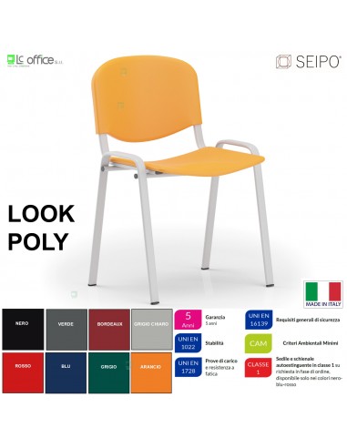 Look Poly LP0136G Sedia impilabile sedile Telaio GRIGIO schienale in prolipropene SEIPO