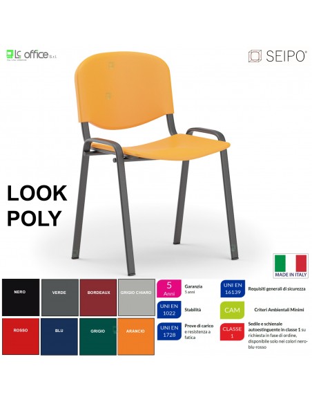 Look Poly LP0136N Sedia impilabile sedile Telaio NERO schienale in prolipropene SEIPO