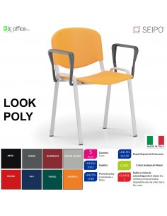 Look Poly LP0136G Sedia impilabile con braccioli sedile Telaio GRIGIO schienale in prolipropene SEIPO