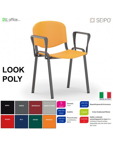 Look Poly LP0137N Sedia impilabile sedile Telaio NERO schienale in prolipropene SEIPO