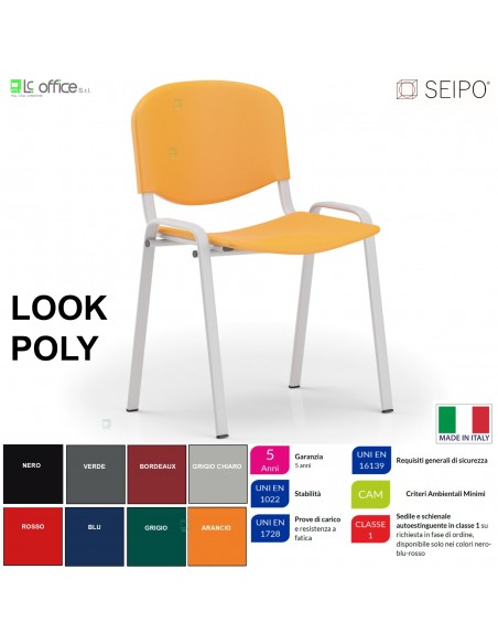 Poly LP0138G Sedia impilabile con tavoletta sedile Telaio GRIGIO schienale in prolipropene SEIPO