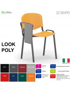 Poly LP0138N Sedia impilabile con tavoletta sedile Telaio NERO schienale in prolipropene SEIPO