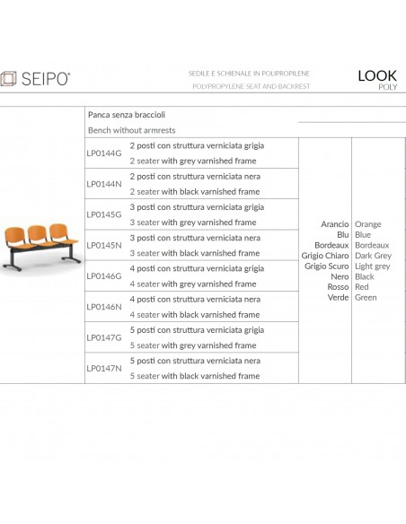 catalogo panche Look Poly Seipo