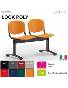 Poly LP0144N panca 2 posti con struttura verniciata nero sedile e schienale in prolipropene SEIPO
