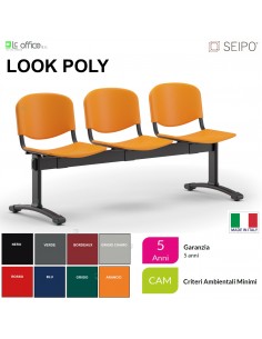 Poly LP0145N panca 3 posti con struttura verniciata nero sedile e schienale in prolipropene SEIPO