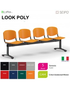 Poly LP0146N panca 4 posti con struttura verniciata nera sedile e schienale in prolipropene SEIPO