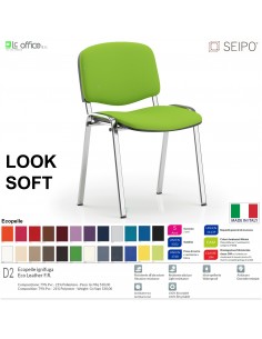 LOOK SOFT L0136C Sedie imbotitte impilabile telaio cromato SEIPO ECOPELLE D2 Class 1 IM