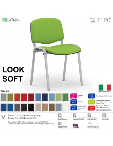 LOOK SOFT L0136G Sedie imbotitte impilabile telaio grigio SEIPO TESSUTO V Class 1 IM