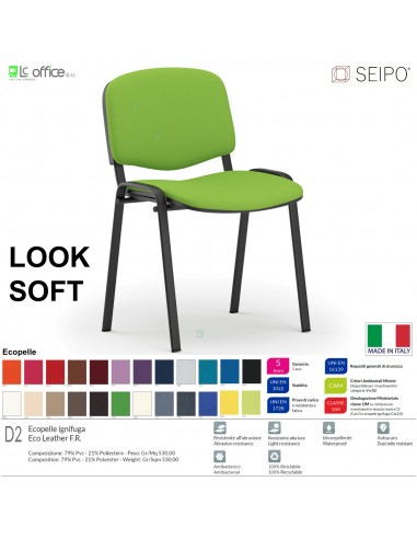 LOOK SOFT L0136N Sedie imbotitte impilabile telaio nero SEIPO ECOPELLE D2 Class 1 IM