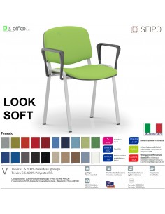 LOOK SOFT L0137G Sedie imbotitte impilabile con copia di braccioli telaio grigio SEIPO TESSUTO V Class 1 IM