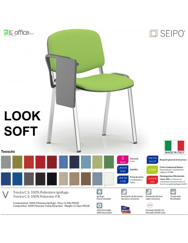 LOOK SOFT L0138C Sedie imbotitte impilabile con copia di braccioli telaio cromato SEIPO TESSUTO V Class 1 IM