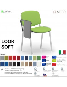 LOOK SOFT L0138G Sedie imbotitte impilabile con tavoletta telaio grigio SEIPO TESSUTO V Class 1 IM