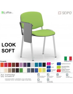 LOOK SOFT L0138G Sedie imbotitte impilabile con tavoletta telaio grigio SEIPO ECOPELLE D2 Class 1 IM