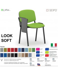 LOOK SOFT L0138N Sedie imbotitte impilabile con tavoletta telaio nero SEIPO TESSUTO V Class 1 IM