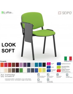 LOOK SOFT L0138N Sedie imbotitte impilabile con tavoletta telaio nero SEIPO ECOPELLE D2 Class 1 IM