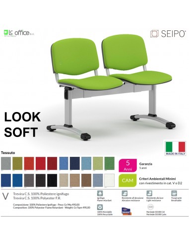 LOOK SOFT L0144G panca 2 posti imbotitte struture grigia SEIPO TESSUTO V Class 1 IM