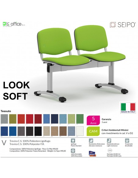 LOOK SOFT L0144G panca 2 posti imbotitte struture grigia SEIPO TESSUTO V Class 1 IM