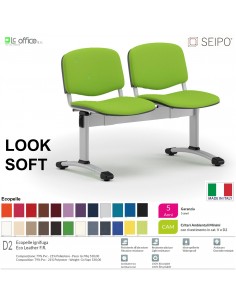 LOOK SOFT L0144G panca 2 posti imbotitte struture grigia SEIPO ECOPELLE D2 Class 1 IM