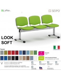 LOOK SOFT L0145G panca 3 posti imbotitte struture grigia SEIPO TESSUTO V Class 1 IM