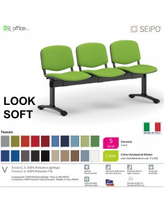 LOOK SOFT L0145N panca 3 posti imbotitte struture nera SEIPO TESSUTO V Class 1 IM