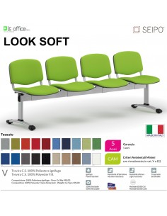 LOOK SOFT L0146G panca 4 posti imbotitte struture grigia SEIPO TESSUTO V Class 1 IM
