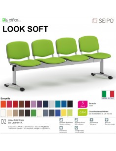 LOOK SOFT L0146G panca 2 posti imbotitte struture grigia SEIPO ECOPELLE D2 Class 1 IM