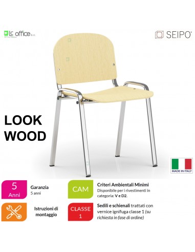 LOOK WOOD LF0136C Sedie impilabile telaio cromato sedile e schienale in faggio SEIPO